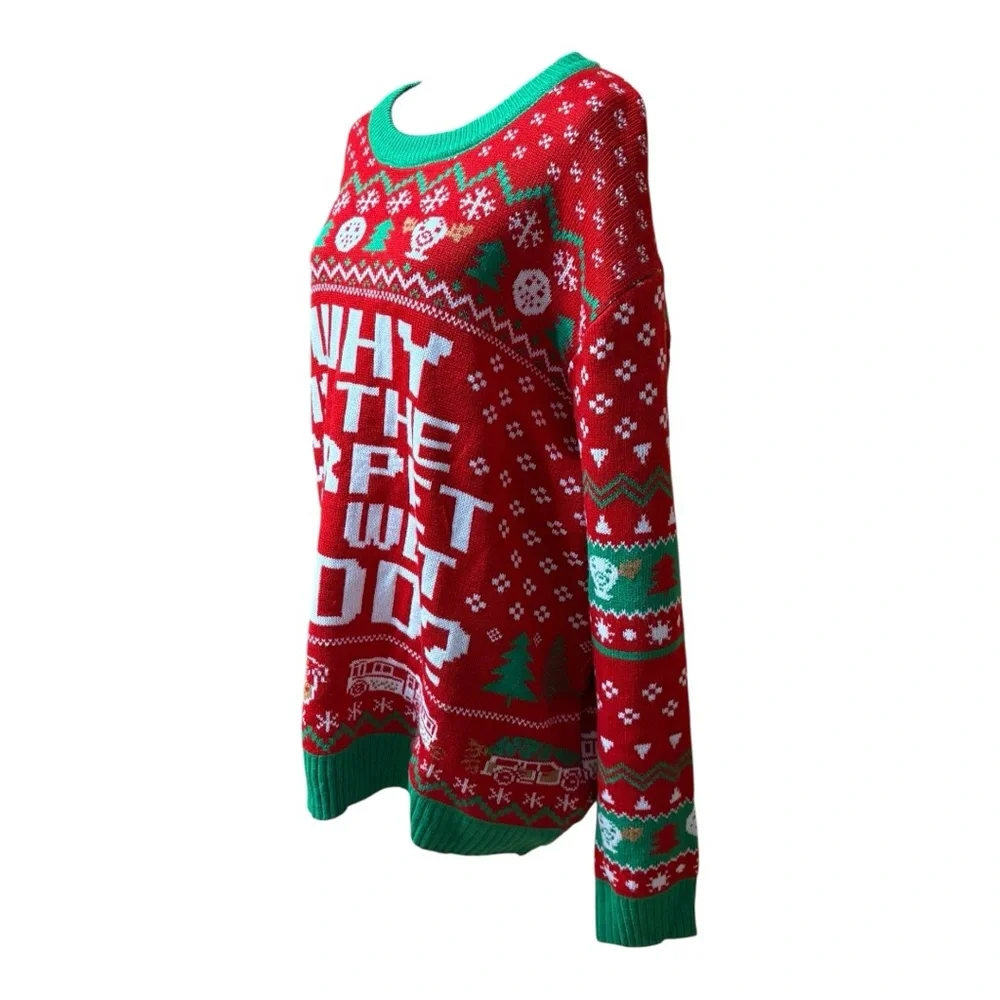 Oh My Sweater “Why is The Carpet All Wet Todd" Ugly Christmas Sweater - Picture 3 of 7